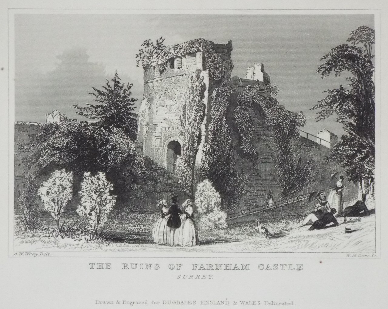 Print - The Ruins of Farnham Castle Surrey. - Dore